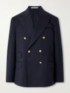 Fortela - Travel Double-Breasted Wool-Twill Blazer - Blue