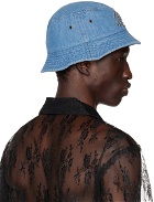 Anna Sui SSENSE Exclusive Blue Studded Denim Bucket Hat