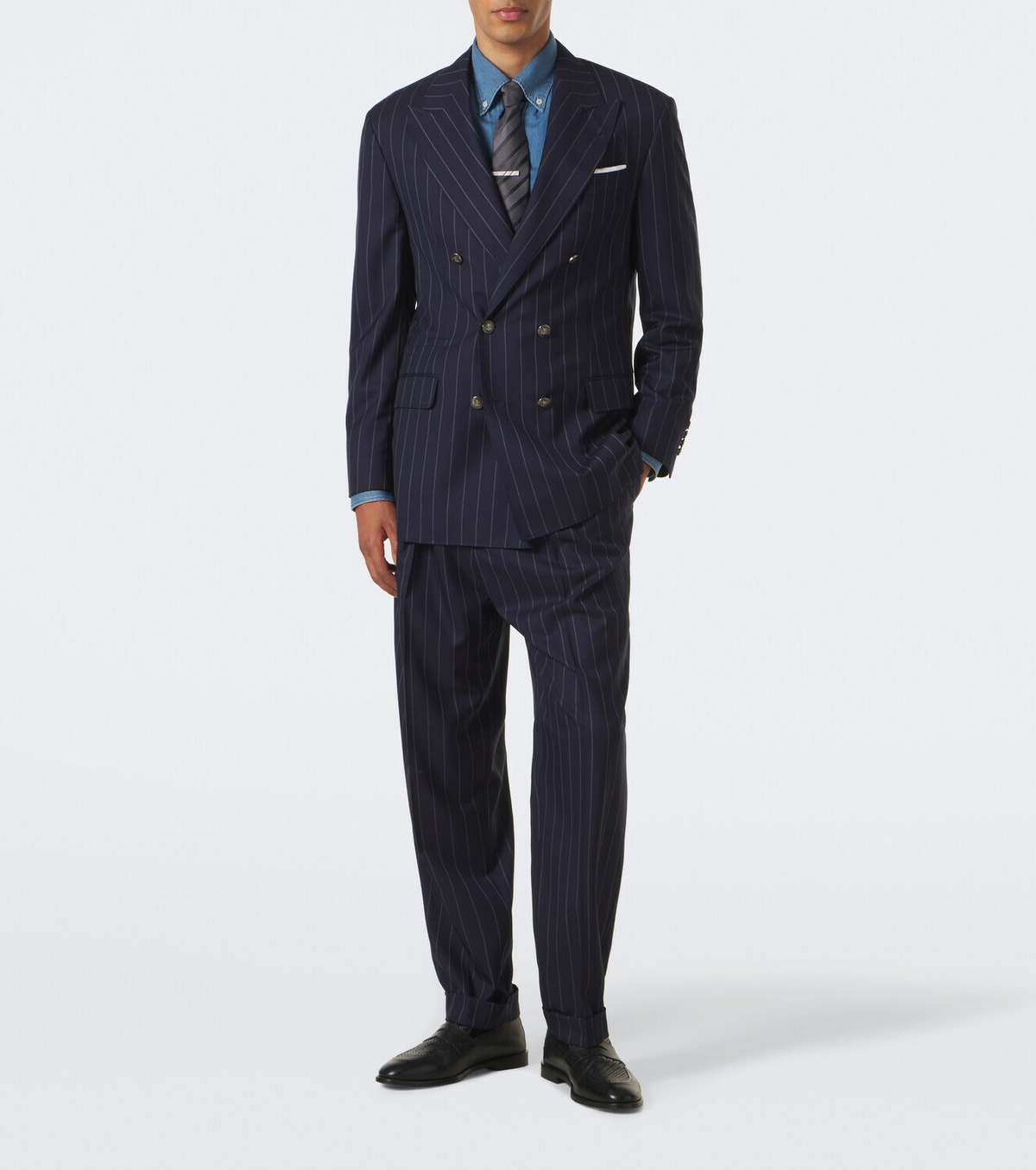 Brunello Cucinelli Chalk stripe virgin wool suit
