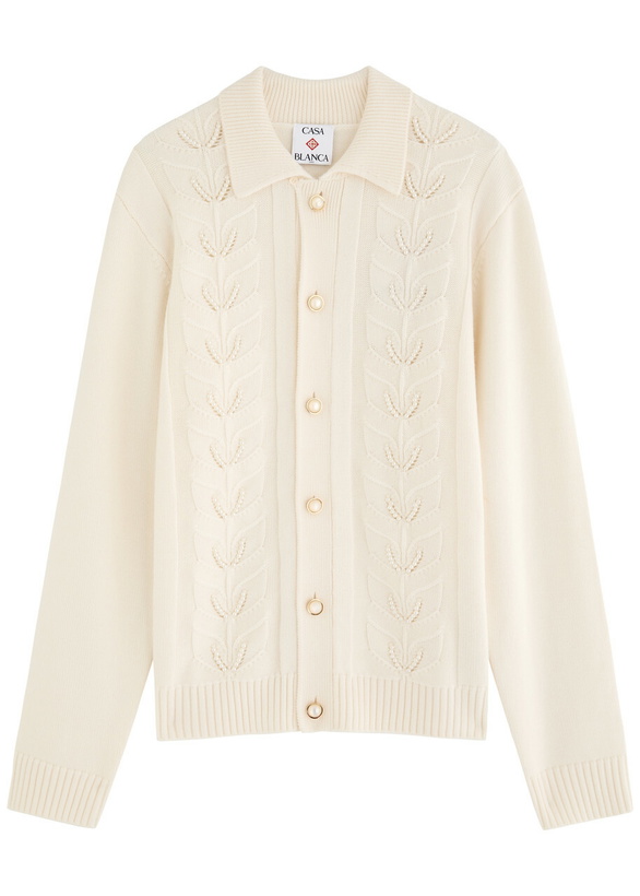 Photo: Casablanca Laurel Embellished Wool Cardigan White