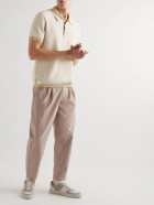 Mr P. - Crochet-Knit Cotton and Silk-Blend Polo Shirt - Neutrals