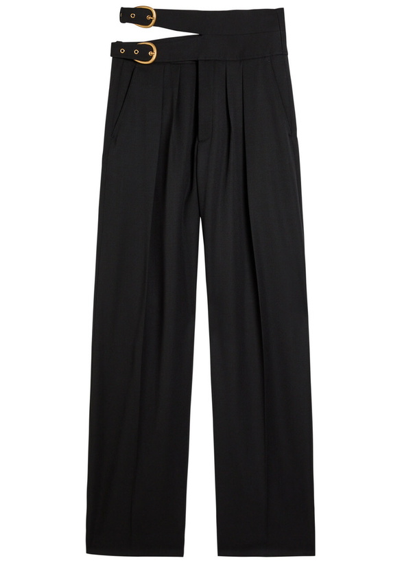 Photo: Chloe Belt-effect Straight-leg Wool Trousers Black
