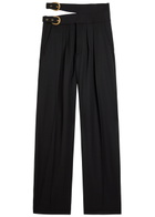 Chloe Belt-effect Straight-leg Wool Trousers Black