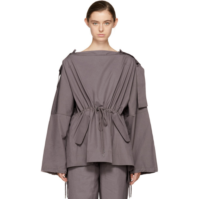 Craig Green Purple Slash Neck Hooded Blouse