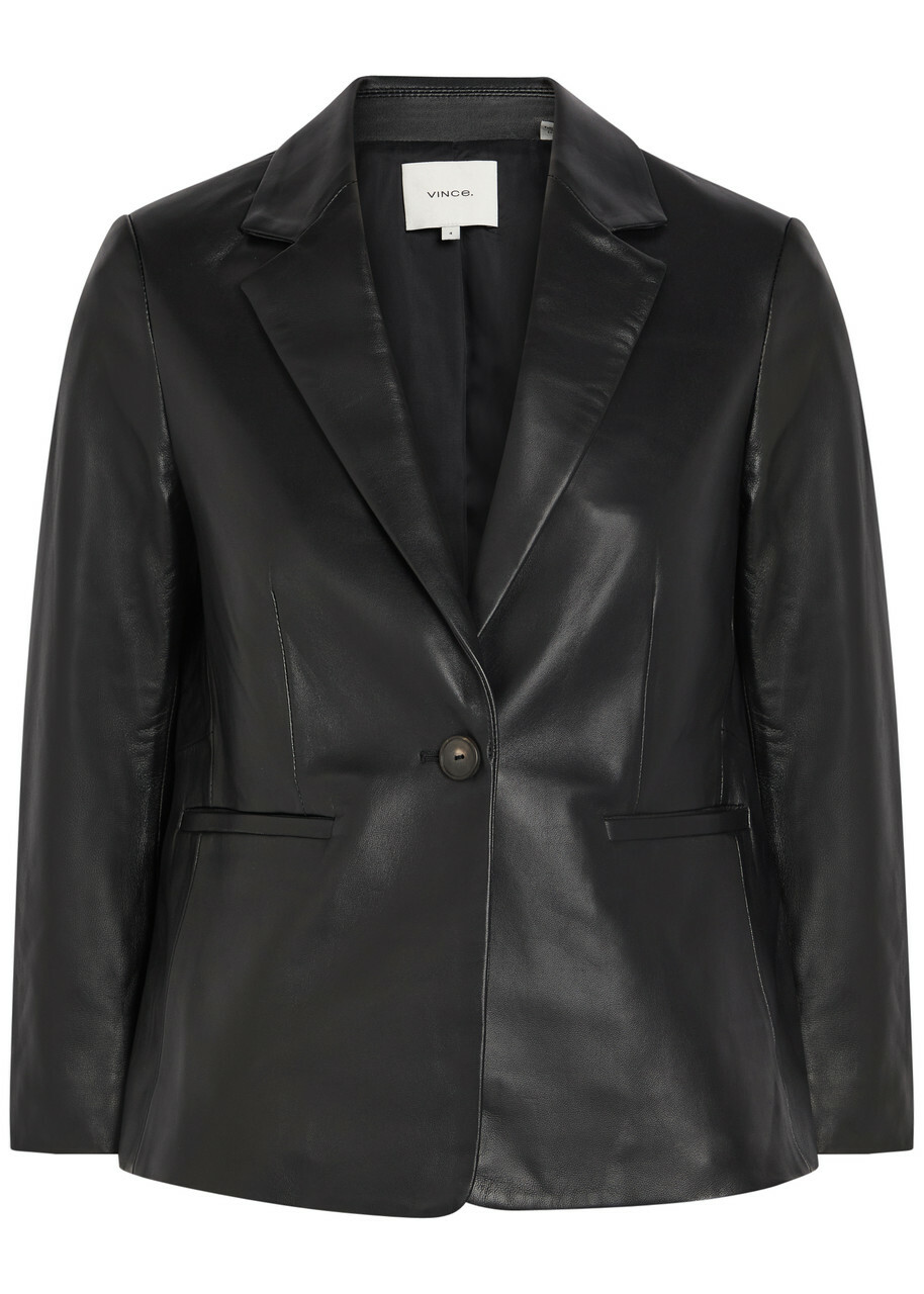 Vince Shrunken Leather Blazer Black
