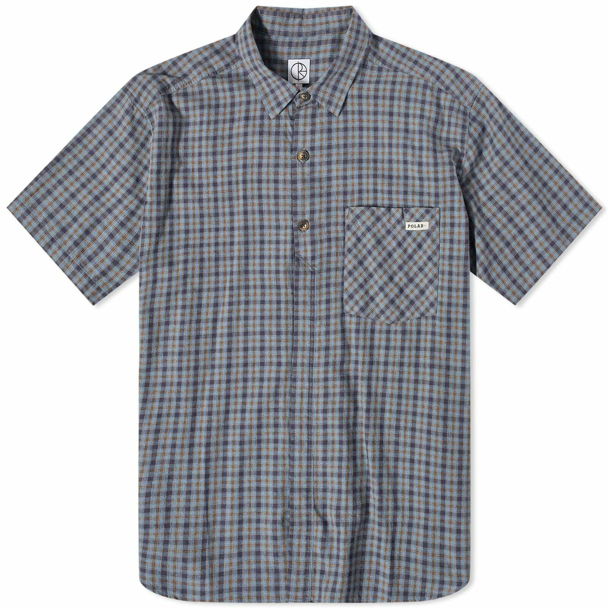 Polar Skate Co. Men's Short Sleeve Mitchell Flannel Shirt in Blue Brown Polar  Skate Co.