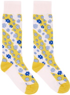 Marni Pink & Yellow Stripy Flowers Socks