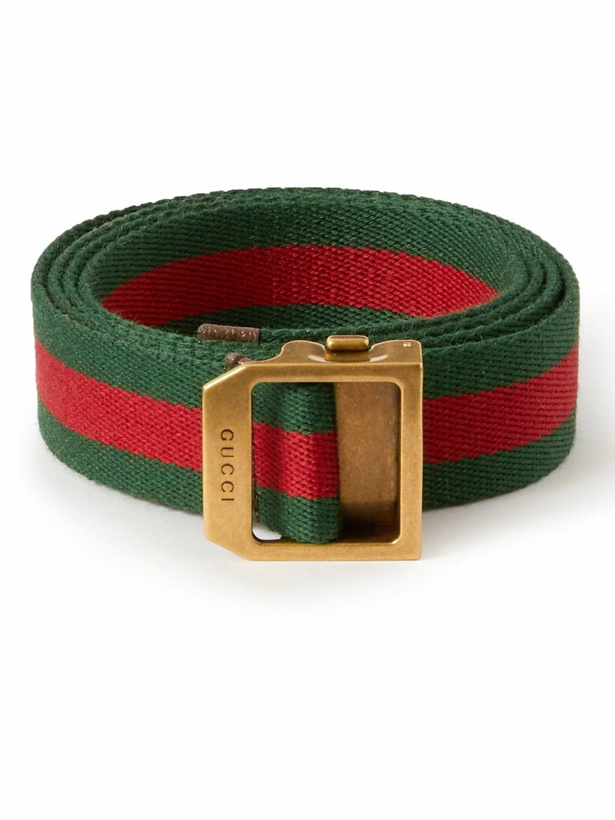 Photo: GUCCI - 3cm Striped Webbing Belt - Red