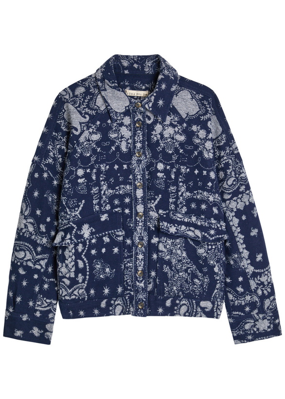 Photo: Free People Bandana-jacquard Cotton Overshirt Indigo