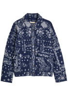 Free People Bandana-jacquard Cotton Overshirt Indigo