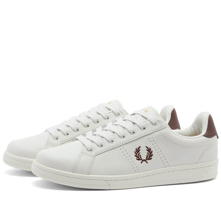 Photo: Fred Perry Men's B721 Leather Sneakers in Porcelain/Carrington Brick