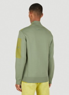 Stria Zip Front Knit Sweatshirt in Green