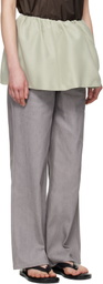 AMOMENTO Beige Shirring Organza Belt Miniskirt