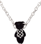YVMIN Silver Capsule Grid Teddy Bear Necklace