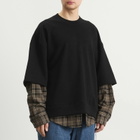 MASTERMIND WORLD Men's Layered Sweatshirt in Black X Gray Plaid