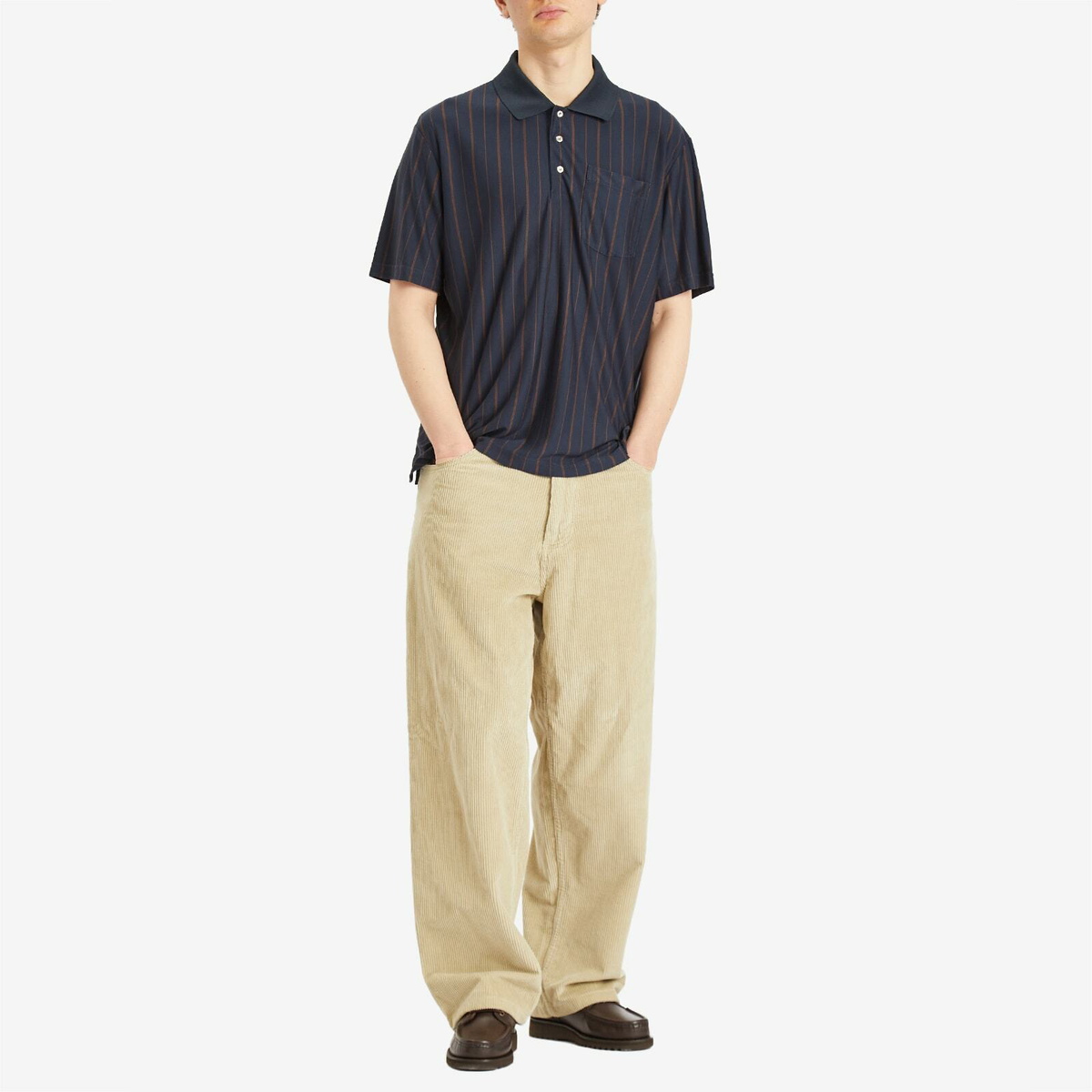 Polar Skate Co. Men's Fancy Polo Shirt in Navy/Brown