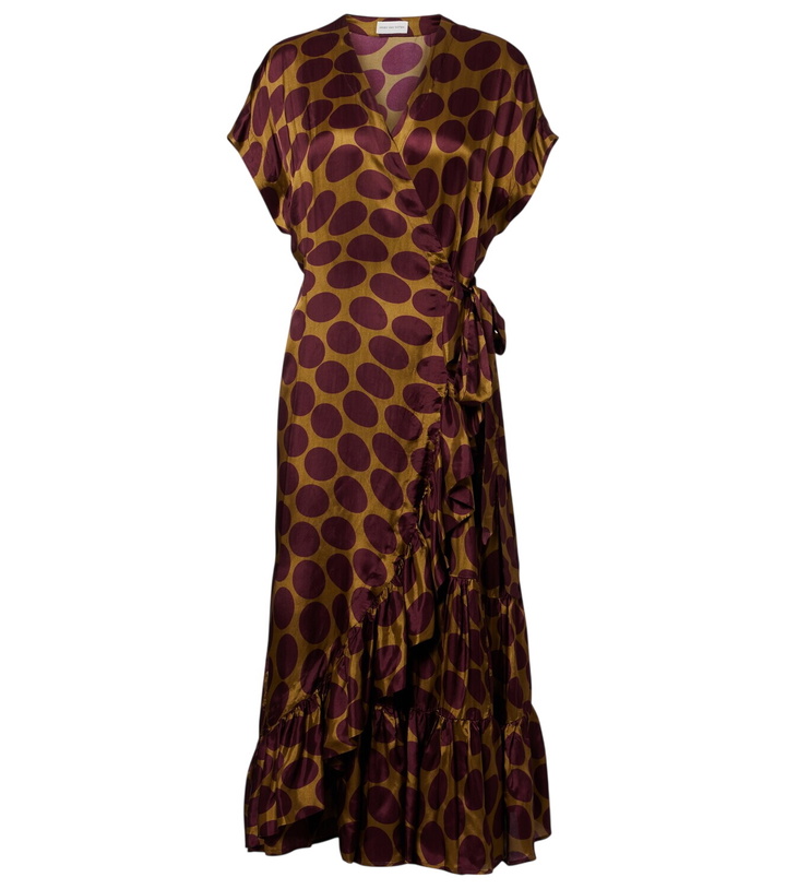 Photo: Dries Van Noten Polka-dot satin wrap dress
