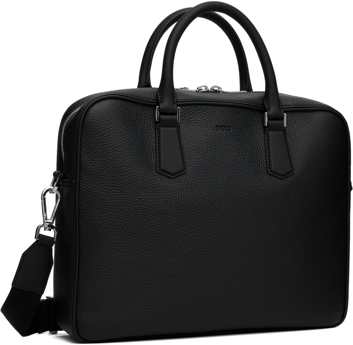 BOSS Black Grained Leather Briefcase