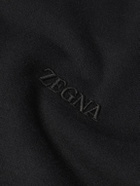 Zegna - Logo-Embroidered Cotton-Blend Jersey Hoodie - Black