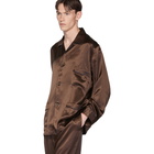 Brioni Brown Silk Embroidered Pocket Pyjama Set