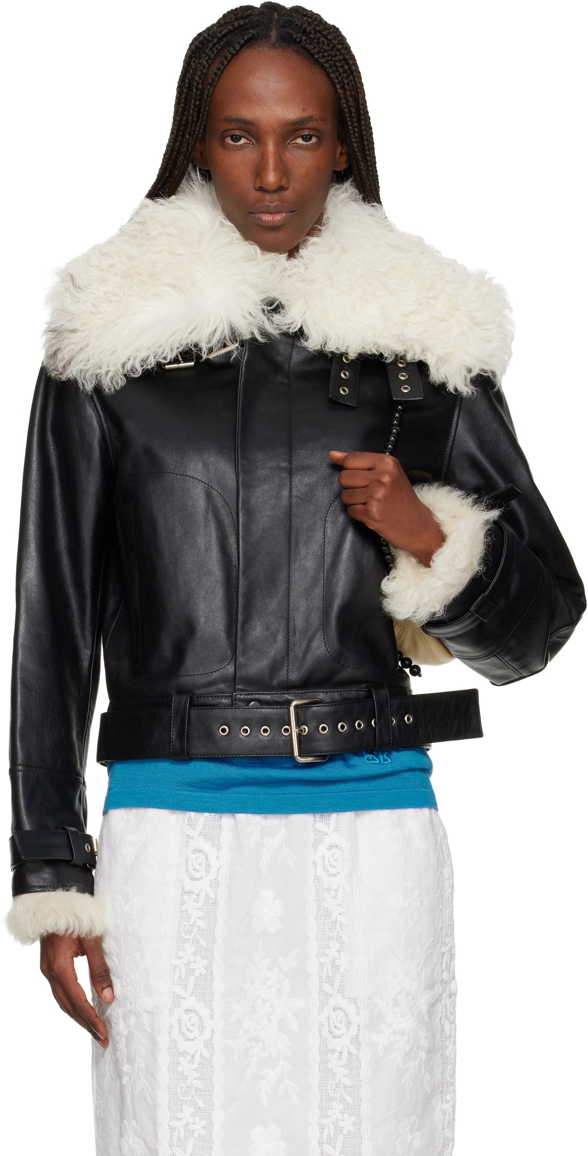 Wales Bonner Black 'The Bridge' Leather Jacket