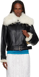 Wales Bonner Black 'The Bridge' Leather Jacket
