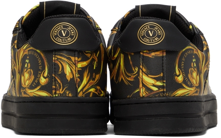 【関税＆送料込み】Versace Black Sneakers With Cut-Out Desi Versace Collection Men's Black Leather Fashion Sneakers