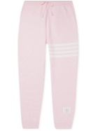 Thom Browne - Tapered Striped Ribbed Cotton-Jersey Sweatpants - Pink
