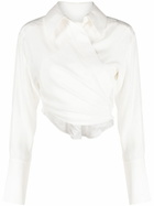 GAUGE81 White Sabinas Wrap Silk Blouse