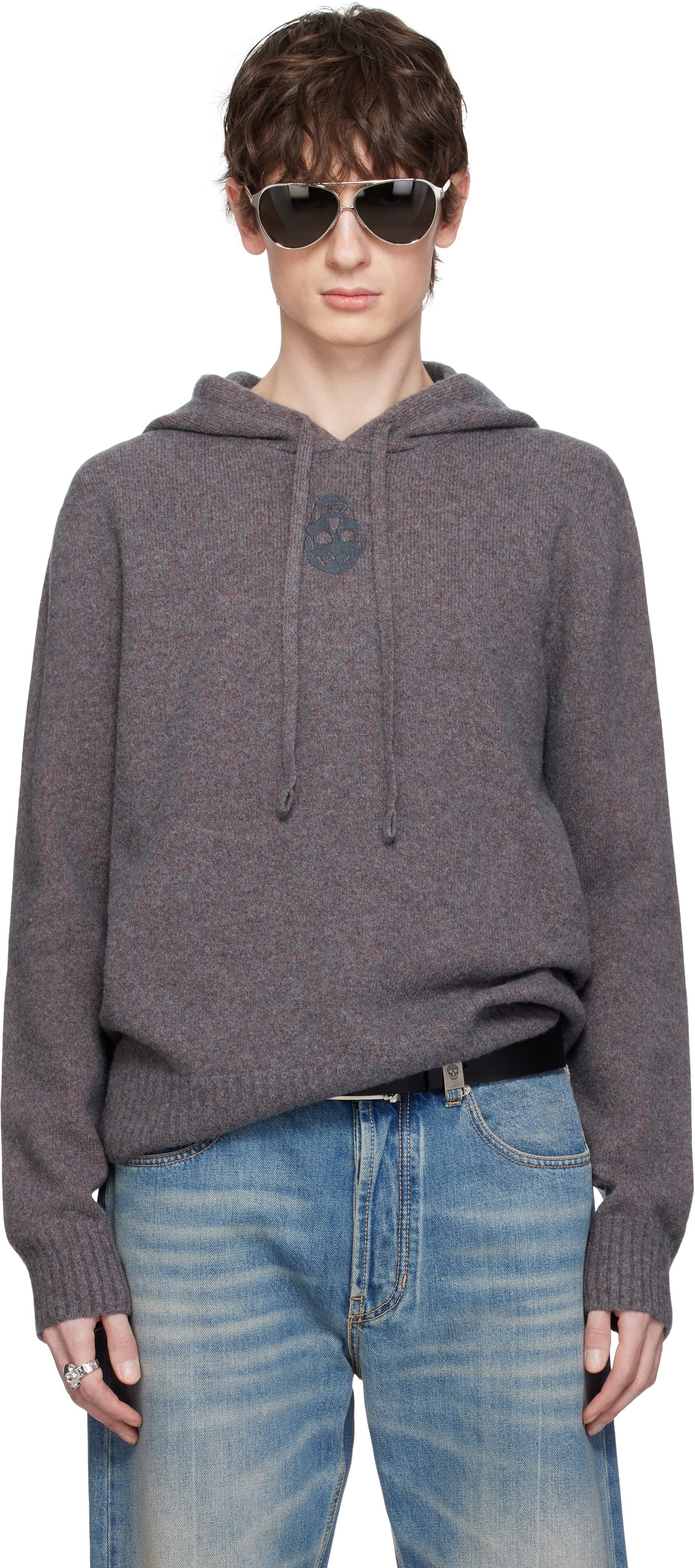 McQueen Gray Skull Hoodie