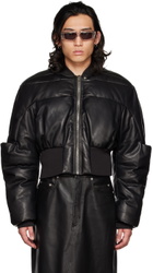 Rick Owens Black Girdered Down Leather Jacket