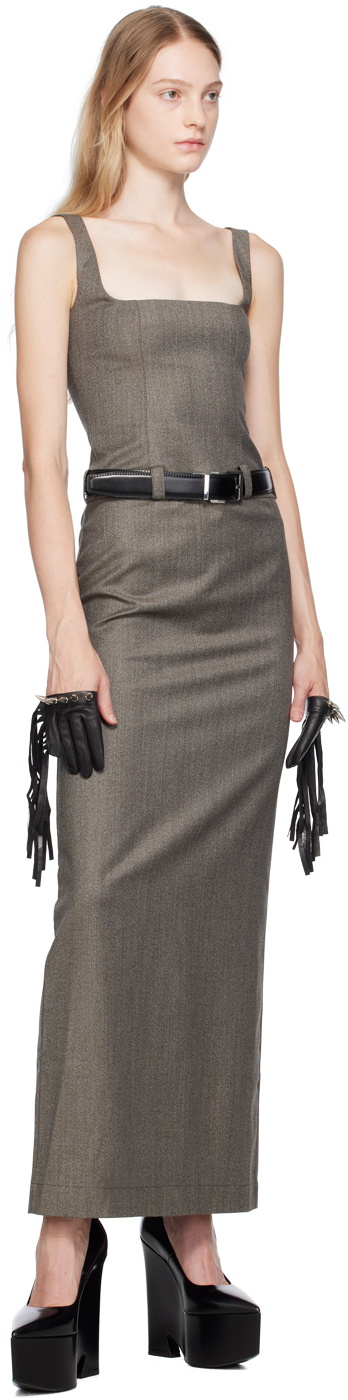 Lado Bokuchava Gray Panting Maxi Dress