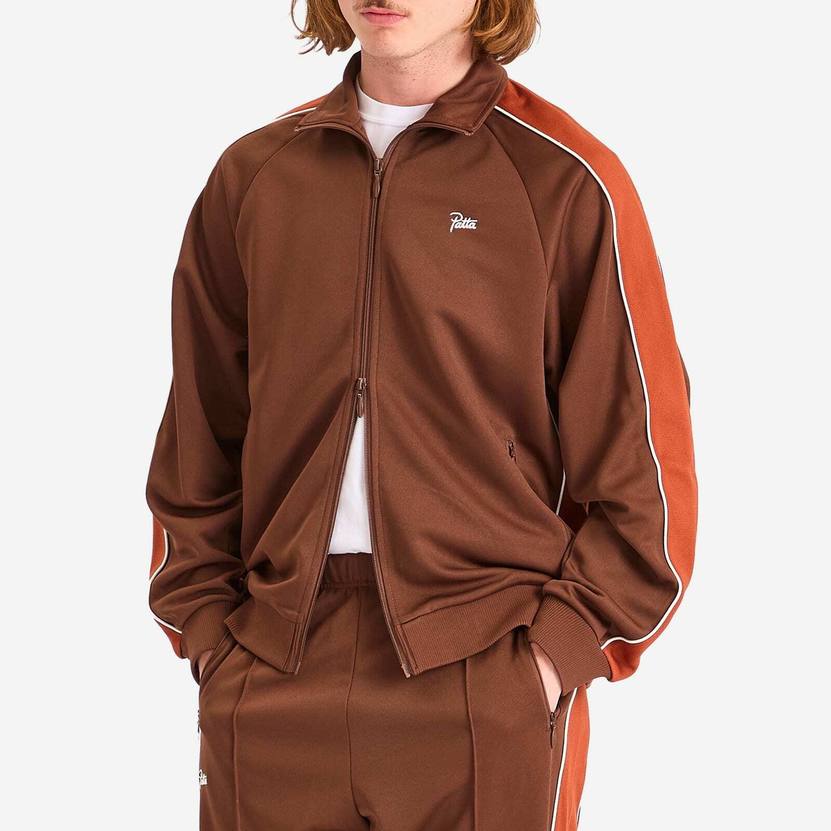 Patta Men's Tricot Track Jacket in Chestnut