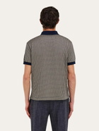 Ferragamo Mens Short sleeve micro check polo in Blue