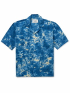 Corridor - Convertible-Collar Tie-Dyed Cotton and Linen-Blend Shirt - Blue