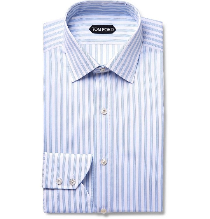 Photo: TOM FORD - Light-Blue Slim-Fit Striped Cotton Shirt - Light blue