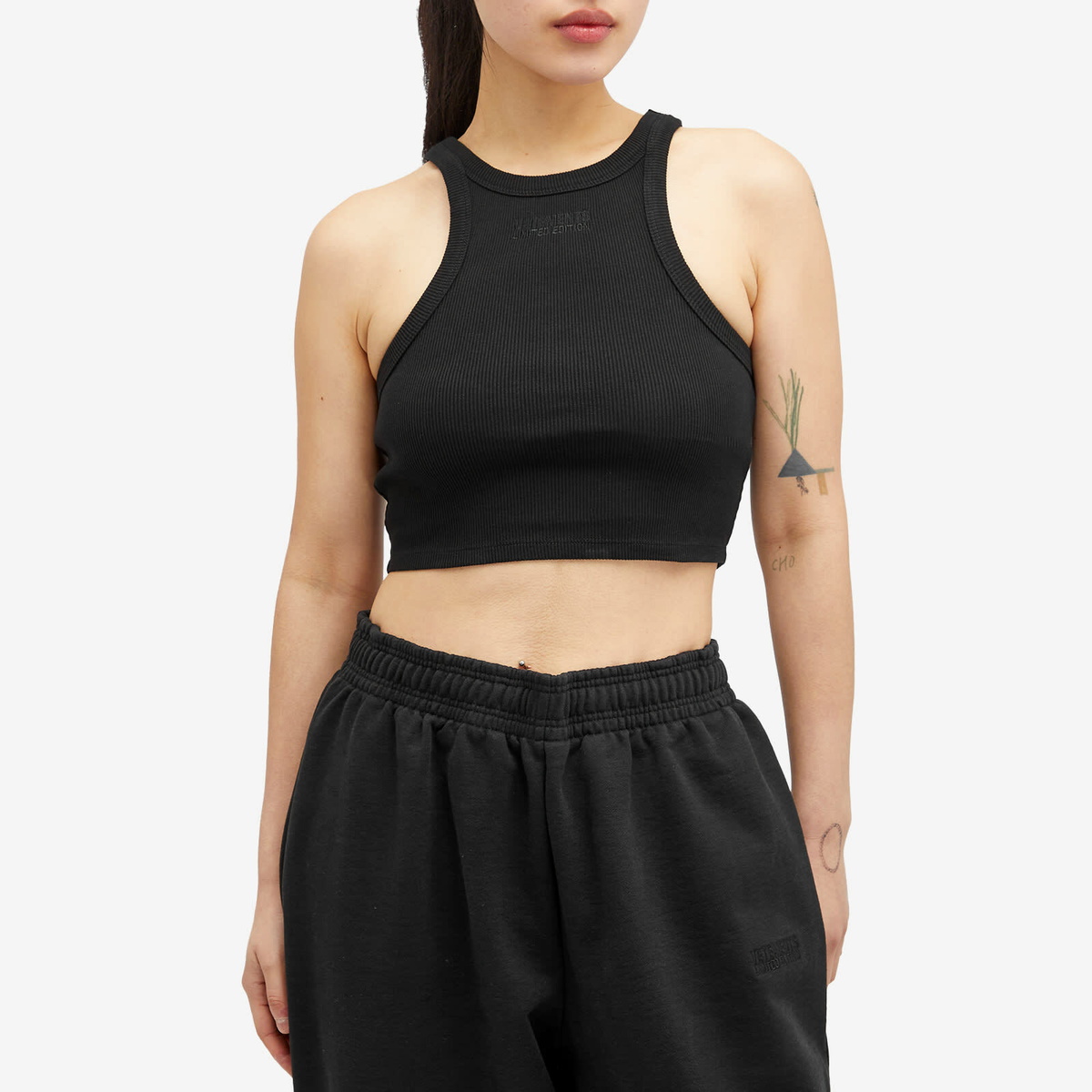 Vetements Women's Cropped Racing Tank Top in Black