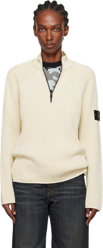 Photo: Stone Island Beige 5100024 Vanisé Full Rib RWS Wool Sweater
