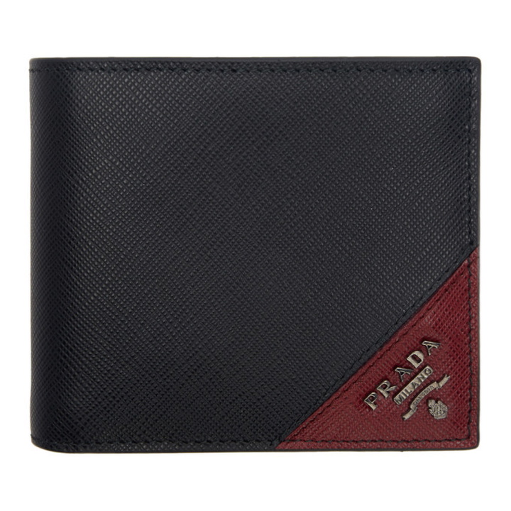 Photo: Prada Black and Red Saffiano Logo Wallet