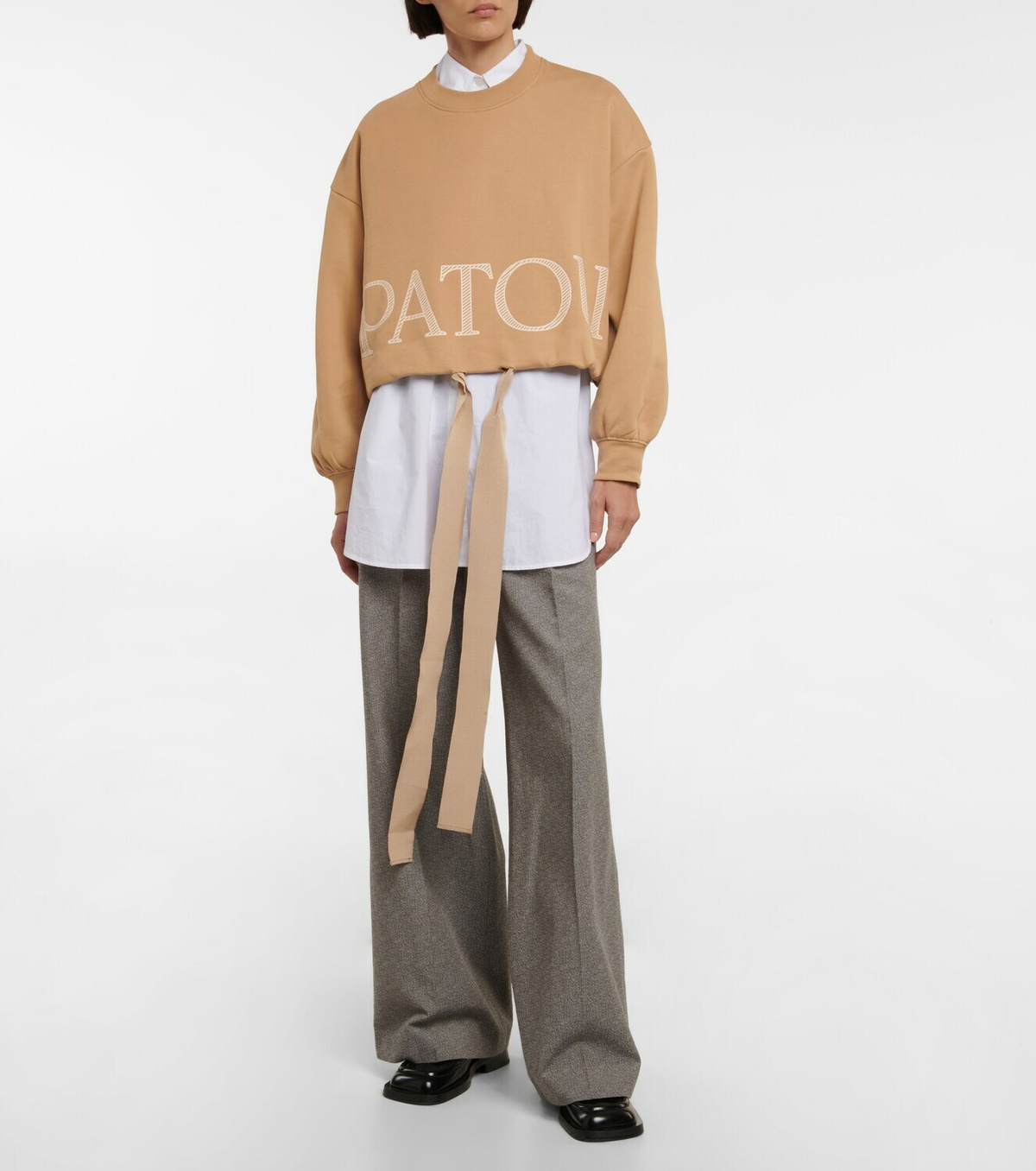 Patou Cropped cotton jersey sweater
