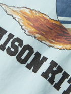 Maison Kitsuné - Button-Down Collar Logo-Print Cotton-Twill Shirt - Blue