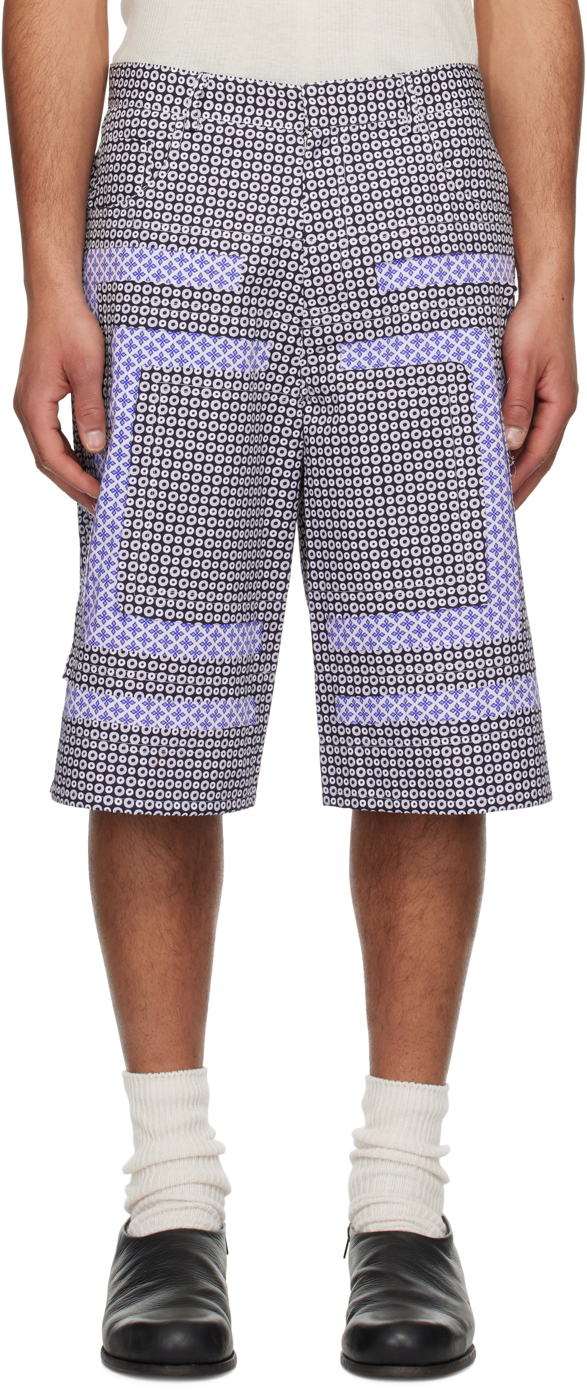 Edward Cuming SSENSE Exclusive Navy Flower Bermuda Shorts