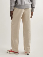 AMI PARIS - Tapered Logo-Embroidered Organic Cotton-Jersey Track Pants - Neutrals