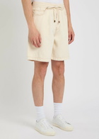 Amiri Logo-embossed Distressed Denim Shorts Ecru