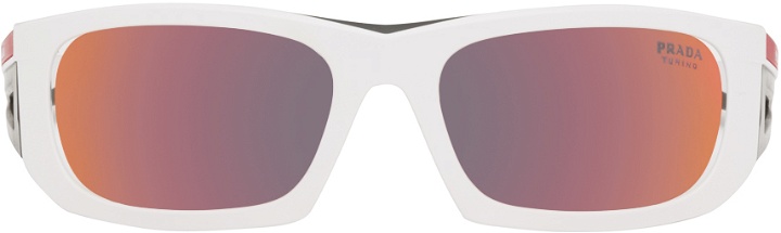 Photo: Prada Eyewear White Rectangular Sunglasses