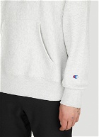 Champion - Logo Embroidered Hooded Sweatshirt in Light Grey