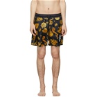 Versace Jeans Couture Black and Yellow Baroque Shorts