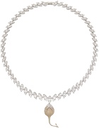 Ottolinger Silver & Taupe Crystal Dip Necklace