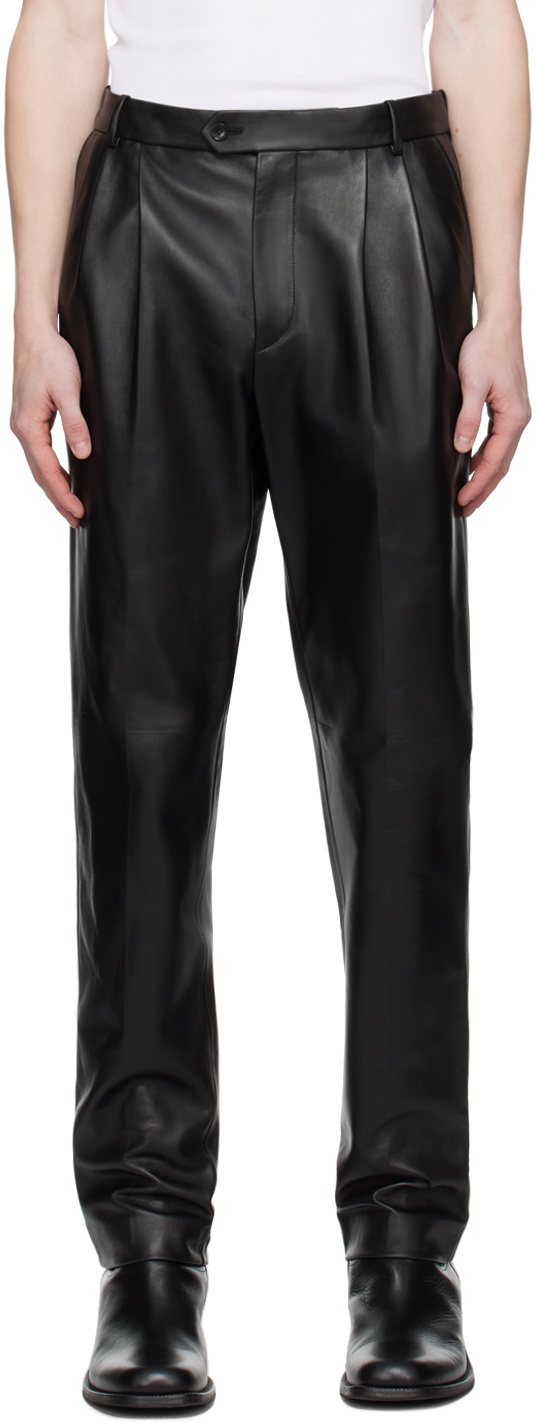 Photo: Bally Black Pleated Leather Pants