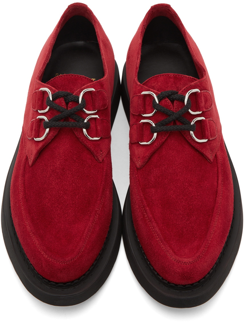 Saint Laurent Red Suede Anthony Derbys